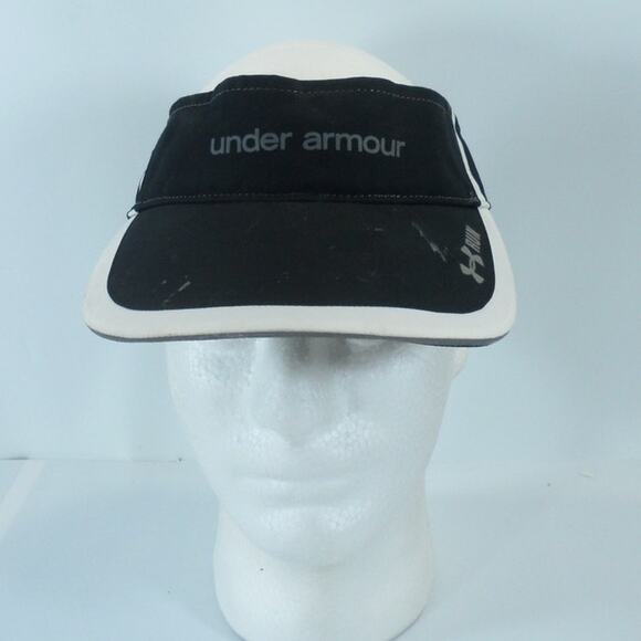 Under Armour Run Lightweight Strapback Sun Visor Cap Hat White Black Heat Gear - Picture 3 of 10